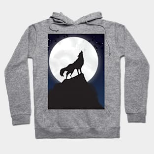 Moon and Wolf Silhouette Art Hoodie